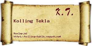 Kolling Tekla névjegykártya